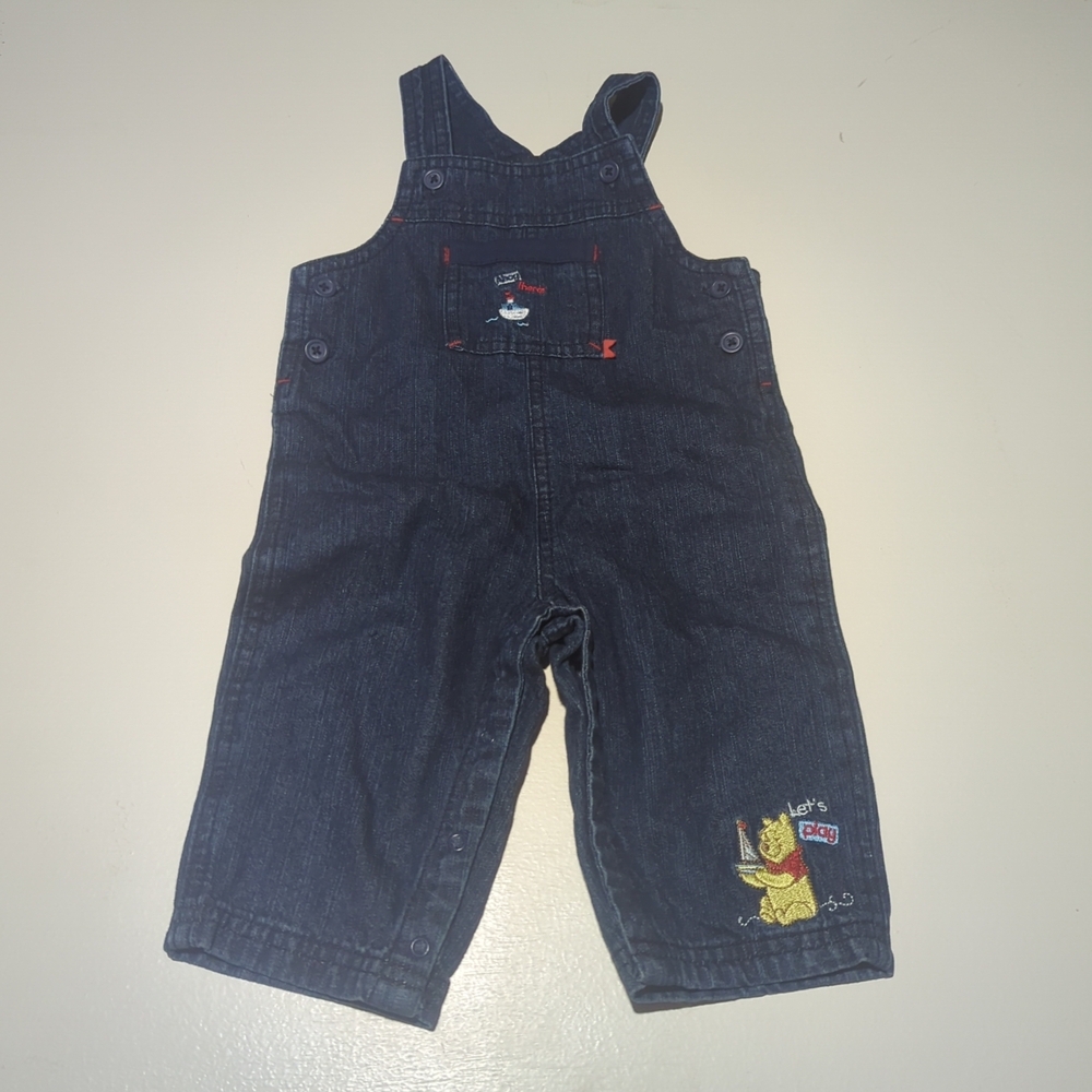 Vintage Disney Winnie-the-Pooh 6-9M Denim Baby Overalls Boat 90s Y2K  Pooh